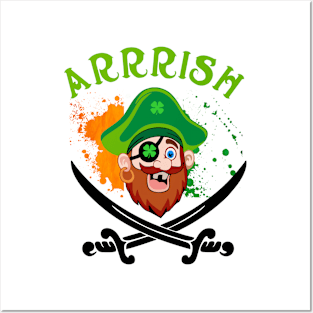 Arrish Irish Pirate  Leprechaun St Patricks Day Posters and Art